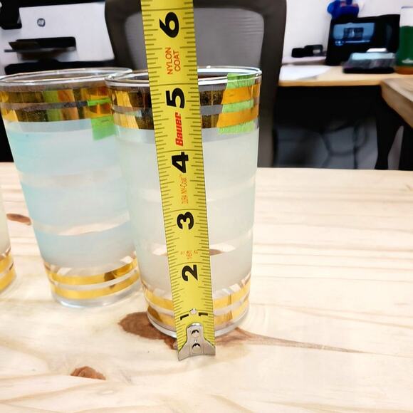 Vintage Pastel w/ Gold Stripes 1950's MCM Highball  Glasses Set of 4 PRE-OWNED - Picture 10 of 10